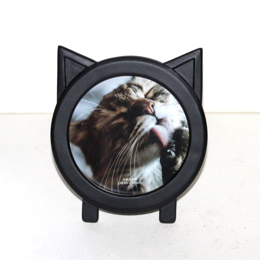 Isaac Jacobs Photo Frame Black Cat Ears modern round fun pet